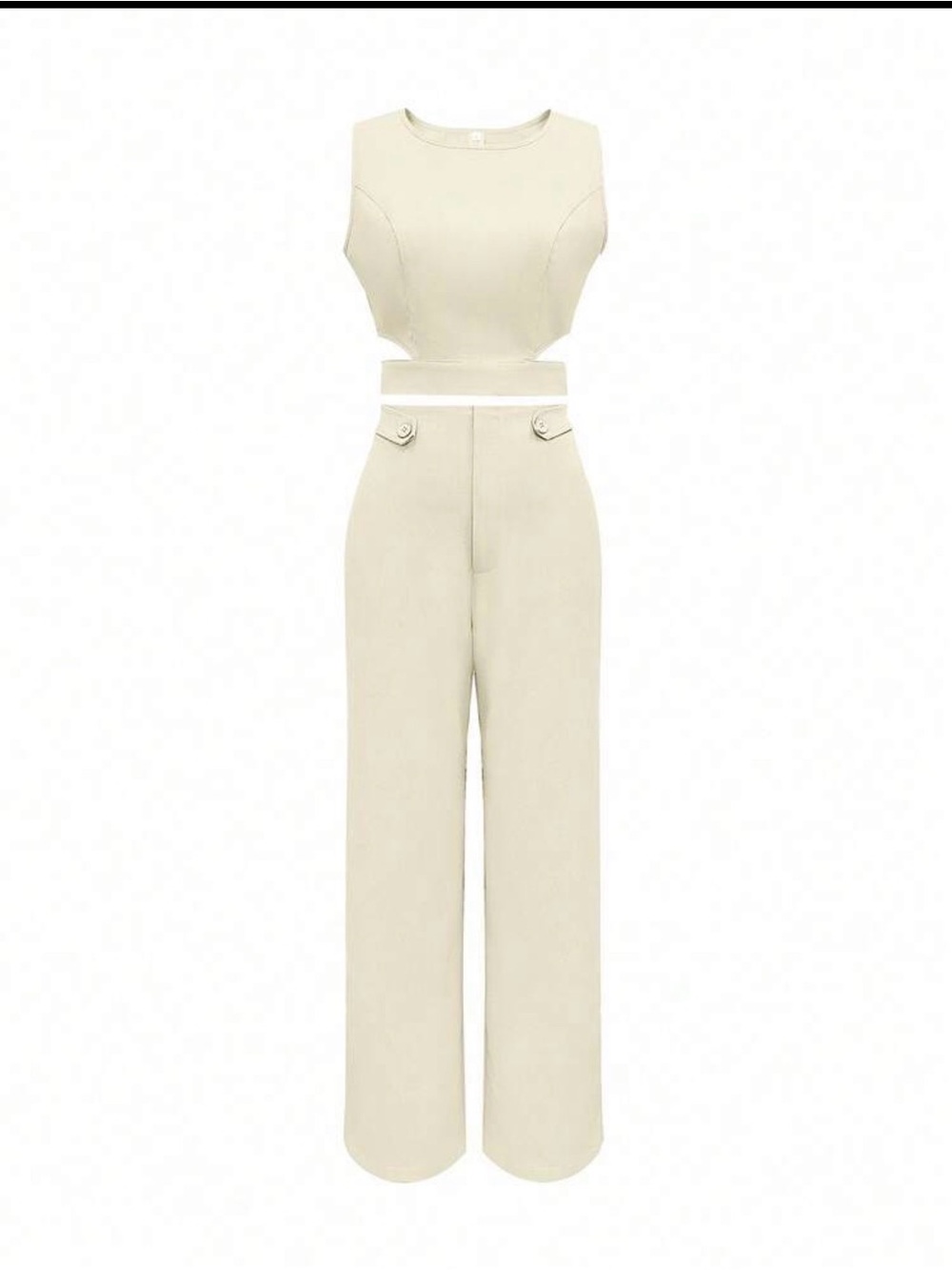 SHEIN Cream Cutout Wide-Leg Set